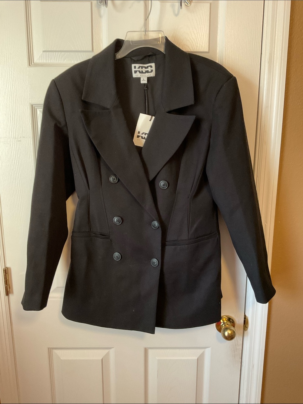 KBB by KAHLANA Women's Corset Black Double Breasted Cotton Blazer Size Large NWT
